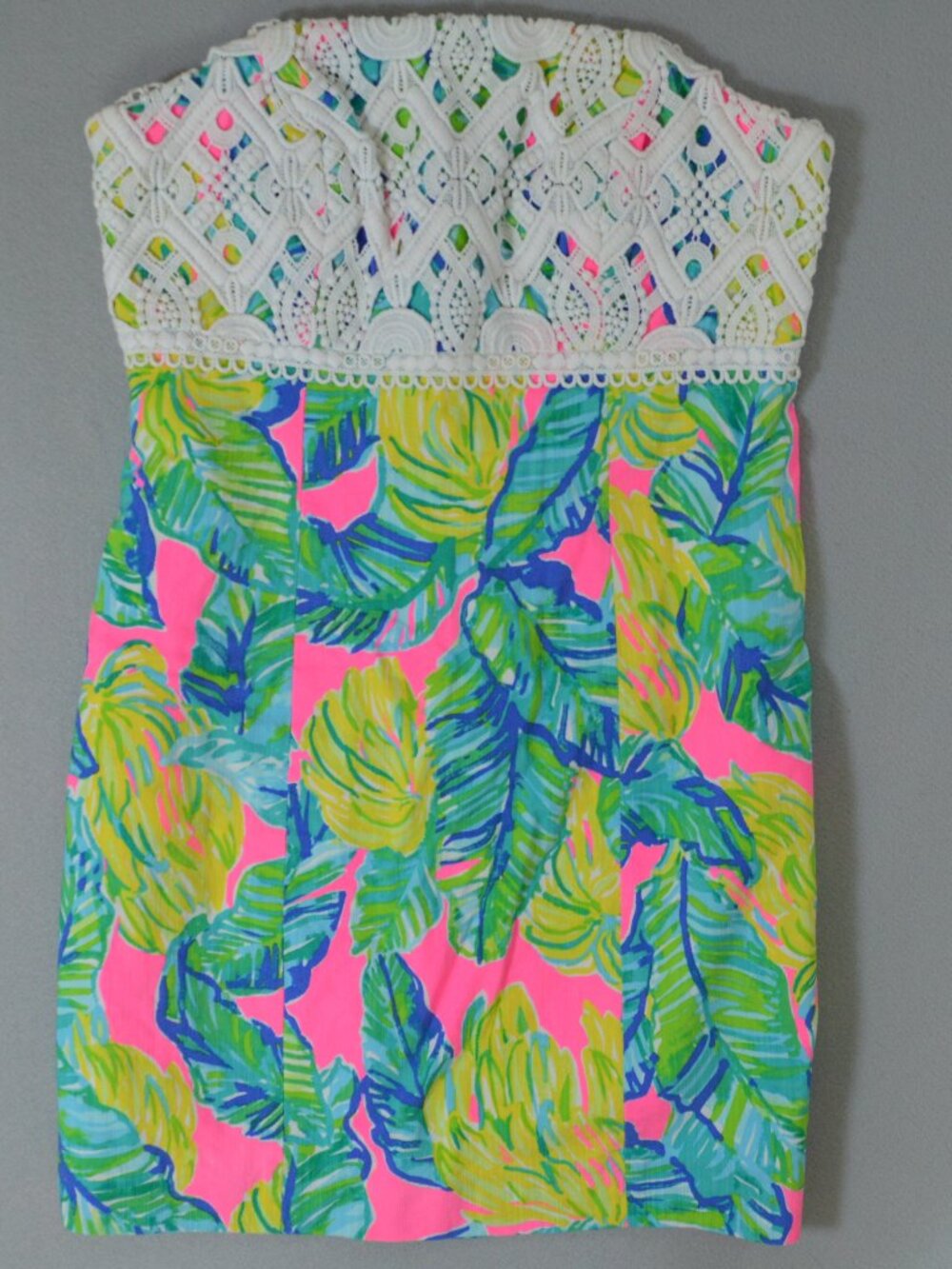 Lilly Pulitzer Brynn Strapless Lace Tropical Mini Dress Pink Size 4